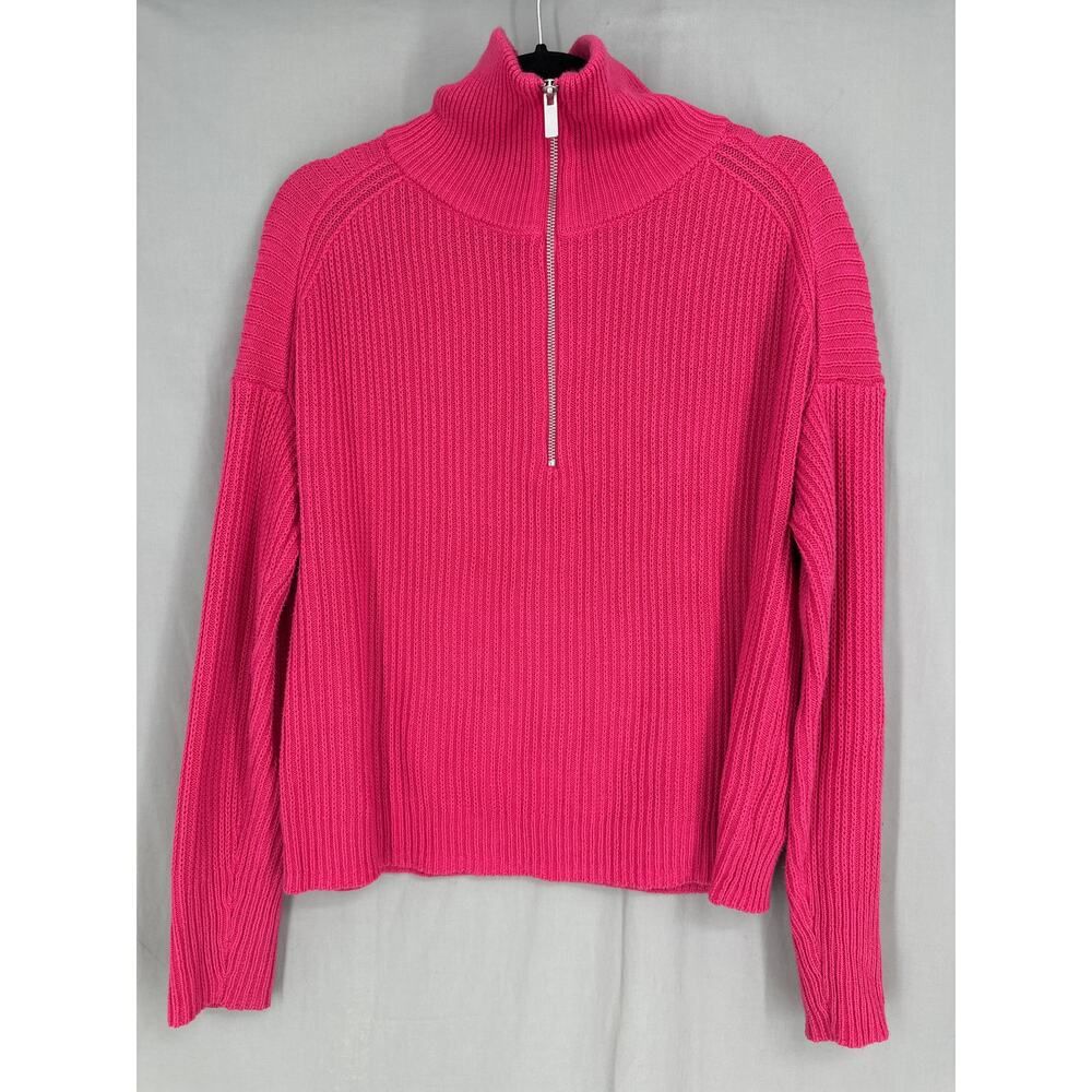Rachel Zoe Sweater Womens Small Pink Zip Boxy Oversized Mock Neck Capsule